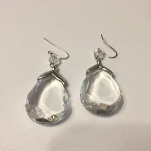 White and silver sapphire earrings
